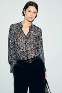 Floral muslin shirt - LINDA - Black