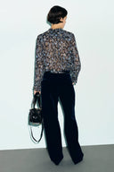 Floral muslin shirt - LINDA - Black