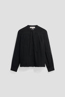 Lace voile shirt with lavaliere collar - LULU - Black
