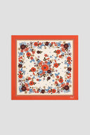 Floral silk square scarf - SIENA - Ecru
