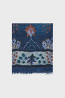 Printed fine wool scarf - SISSY - Navy