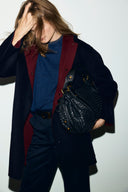 Reversible wool coat with hood - ALEY - Night Blue