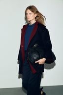 Reversible wool coat with hood - ALEY - Night Blue