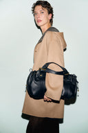 Reversible wool coat with hood - ALEY - Khaki Green