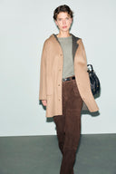 Reversible wool coat with hood - ALEY - Khaki Green