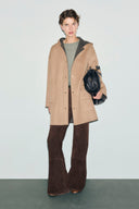 Reversible wool coat with hood - ALEY - Khaki Green