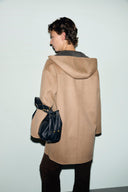 Reversible wool coat with hood - ALEY - Khaki Green