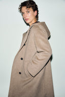 Wool and angora hooded coat - ADRA - Amber
