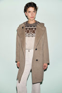 Wool and angora hooded coat - ADRA - Amber