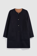 Straight reversible wool coat - ANAI - Navy
