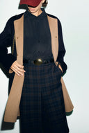 Straight reversible wool coat - ANAI - Navy