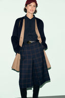 Straight reversible wool coat - ANAI - Navy