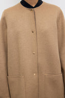 Straight reversible wool coat - ANAI - Navy