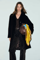 Straight coat in wool and angora - AELIS - Cinnamon