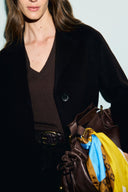 Straight coat in wool and angora - AELIS - Cinnamon