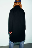 Straight coat in wool and angora - AELIS - Black