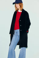 Straight coat in wool and angora - AELIS - Black