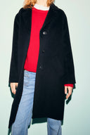 Straight coat in wool and angora - AELIS - Black