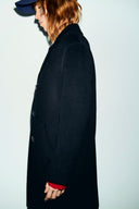 Straight coat in wool and angora - AELIS - Black