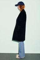 Straight coat in wool and angora - AELIS - Black
