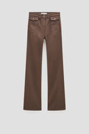 Anna Cotton-Stretch Trousers - Brown