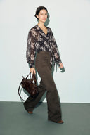 Anna Cotton-Stretch Trousers - Brown
