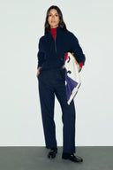 Myra Wool-Viscose Trousers - Navy