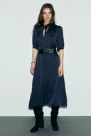 Waisted satin midi dress - CHANI - Ink