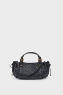 Braided Leather 12H Bag - Black