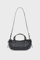 Braided Leather 12H Bag - Black