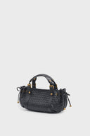 Braided Leather 12H Bag - Black