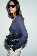 Braided Leather 12H Bag - Black