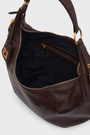 Wrinkled effect leather bag - LUNA - Brown