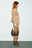 Wrinkled effect leather bag - LUNA - Brown
