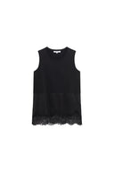 Two-material top in cotton and lace - BAIA - Black