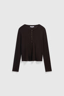 Wool button-up T-shirt - BALIE - Brown