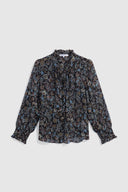 Floral muslin shirt - LINDA - Black
