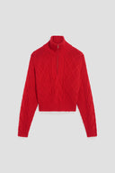 Cable wooltruck neck sweater - ROXY - Red