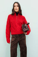Cable wooltruck neck sweater - ROXY - Red
