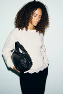 Loose-fitting wool and lace sweater - RIVIERA - Ecru