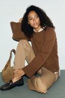 Merino wool round-neck sweater - RIVE - Brown