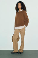 Merino wool round-neck sweater - RIVE - Brown