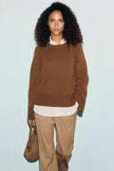 Merino wool round-neck sweater - RIVE - Brown