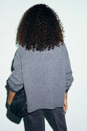 Cashmere cardigan with collar and fingerless gloves - RHIZA - Grey