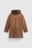Shearling hooded coat - FLORA - Camel