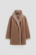 Shearling coat with shawl collar - FLAVIE - Brown