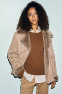 Shearling biker jacket - FIA - Brown
