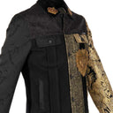 Dolce & Gabbana Black Gold Floral Jacquard Men Biker Jacket