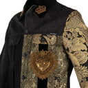 Dolce & Gabbana Black Gold Floral Jacquard Men Biker Jacket
