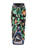 Dolce & Gabbana Black Strelitzia High Waist Wrap Midi Skirt